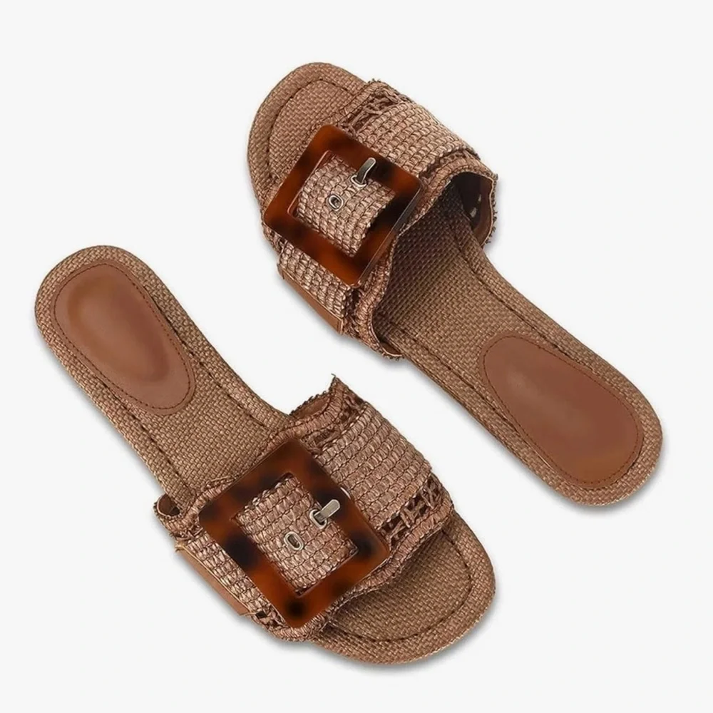 Brown Woven Slide Sandals - Picture 4 of 7